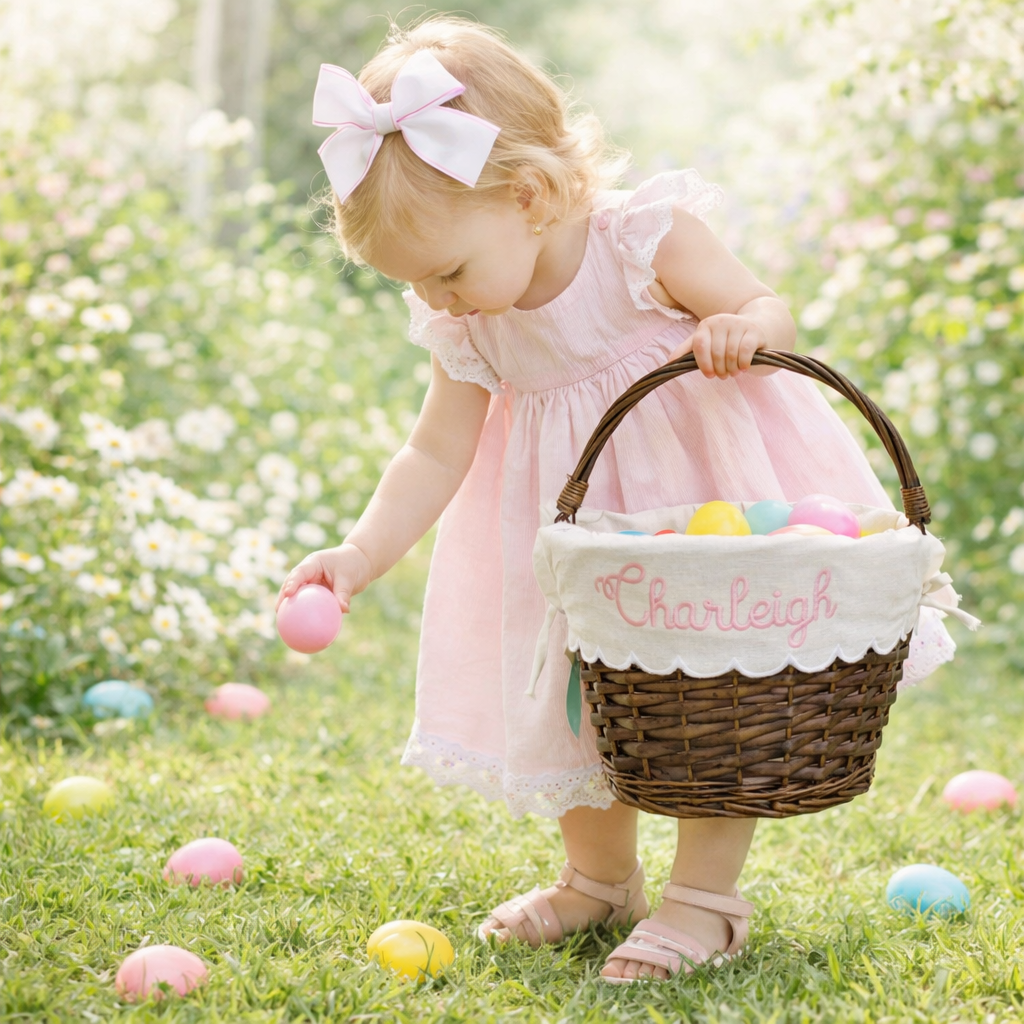 Easter Basket with Scallop Linen Liner