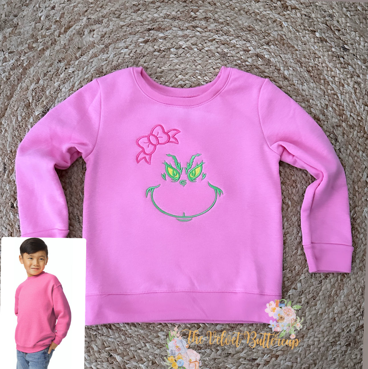 Grinch Sweatshirt with Bow