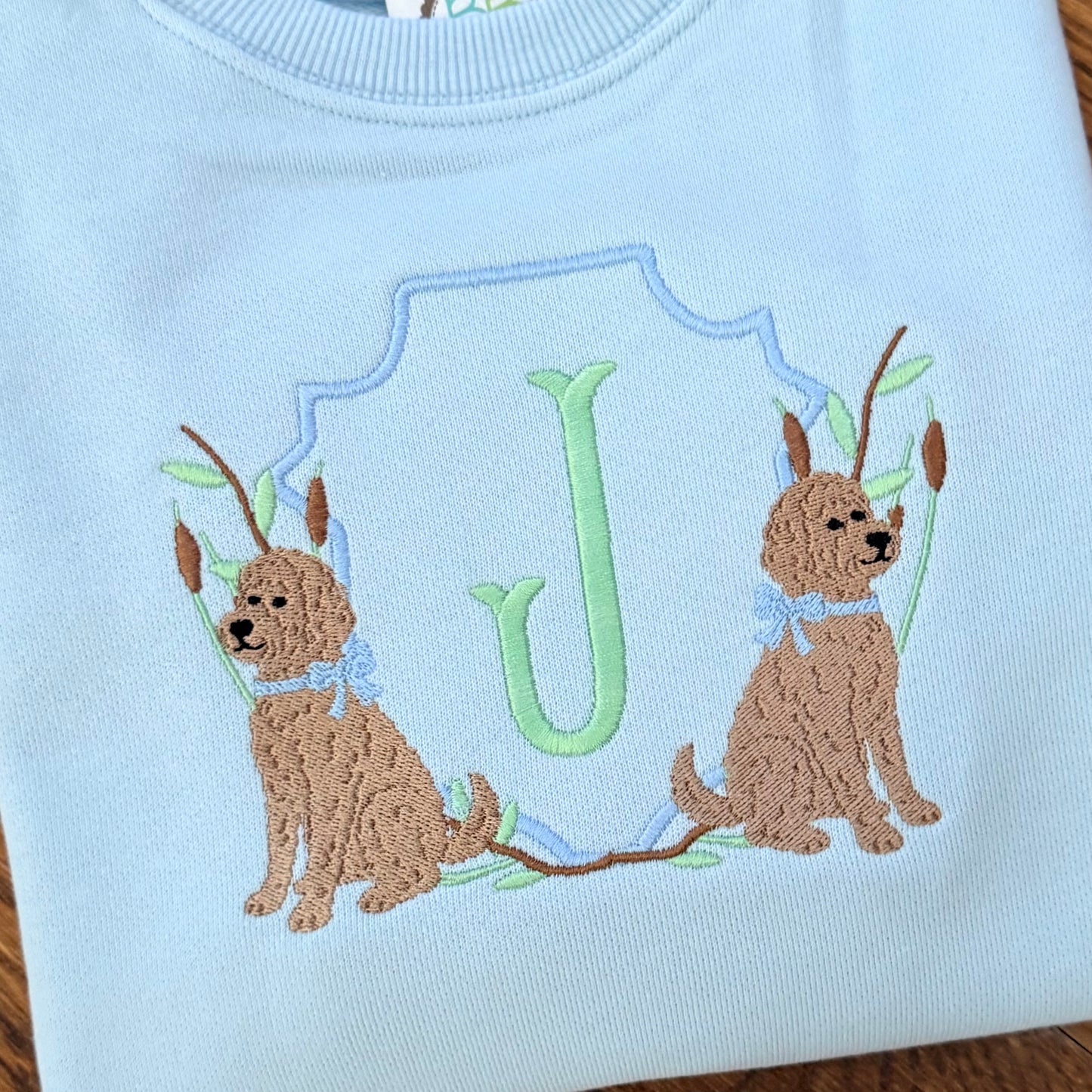 Goldendoodle Embroidered Monogram Crest