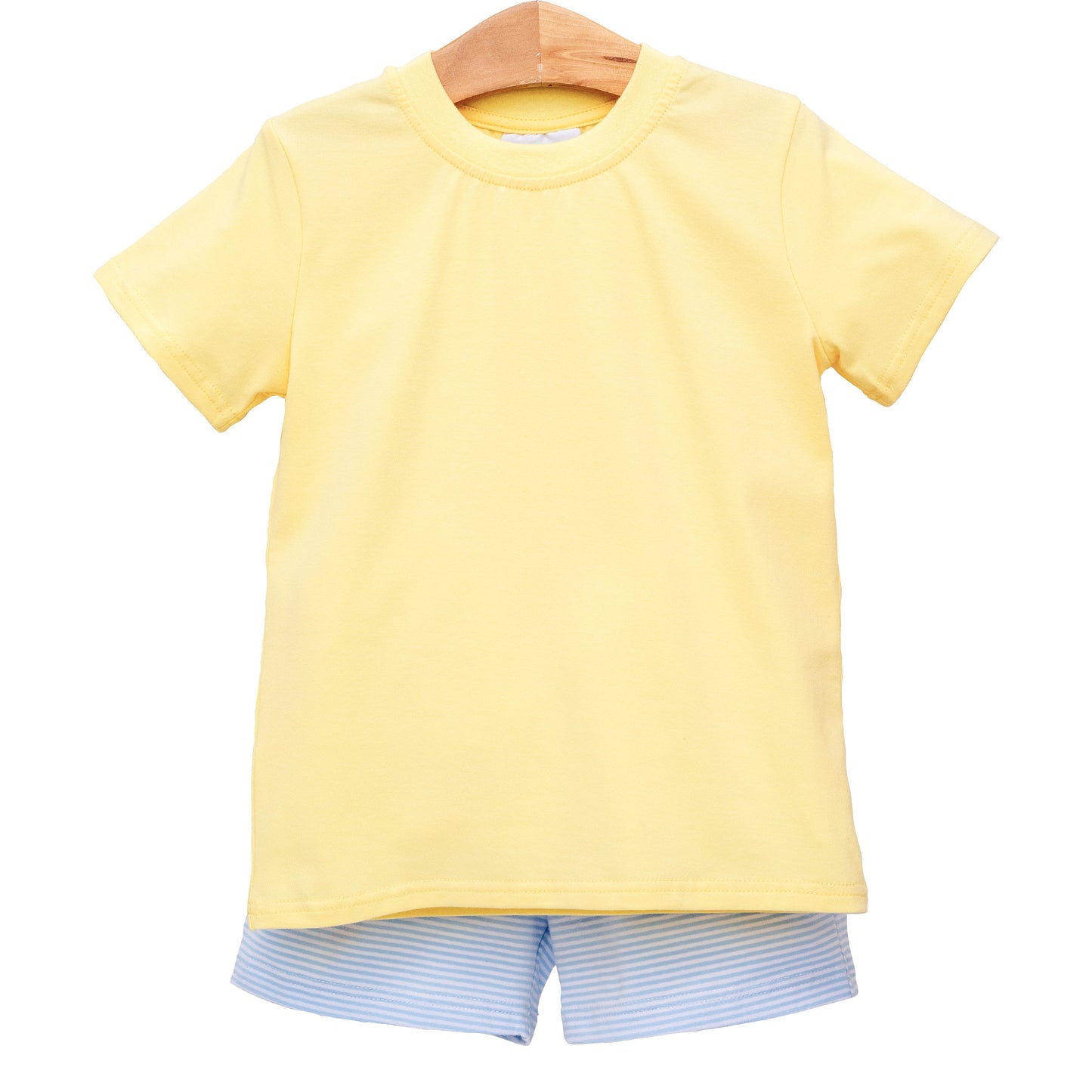Drew Short Set - Yellow with Light Blue Stripe