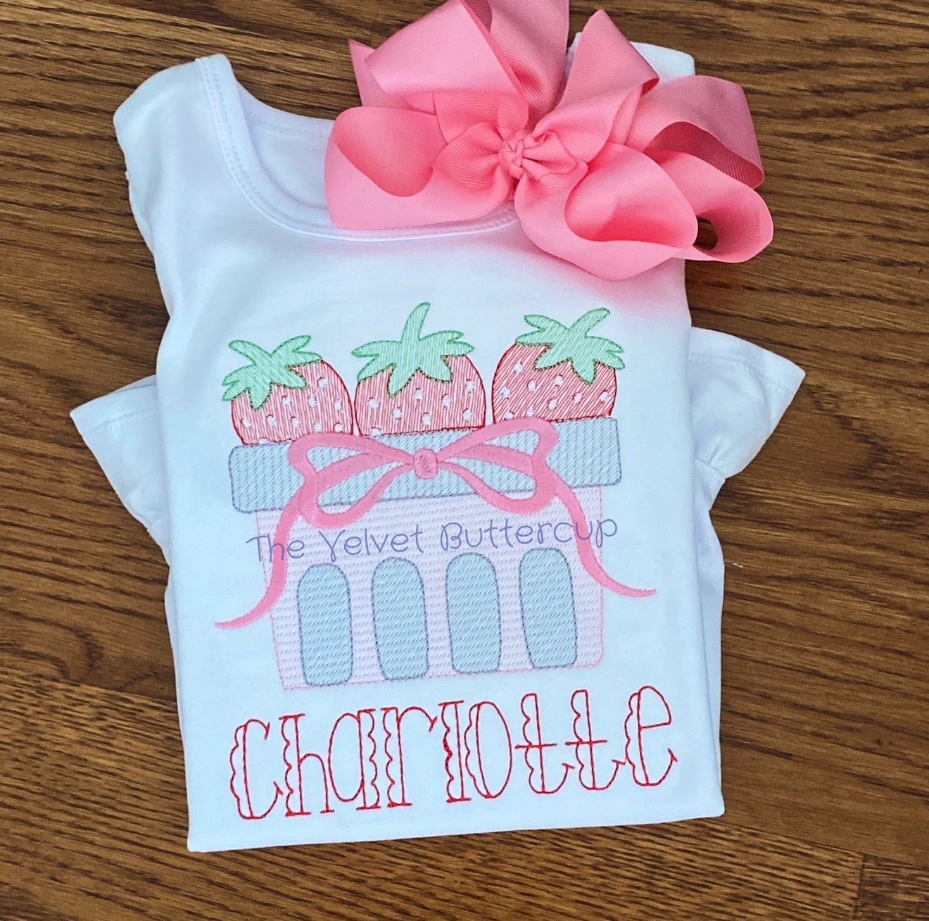Strawberry Pickin’ Girls Embroidered Shirt