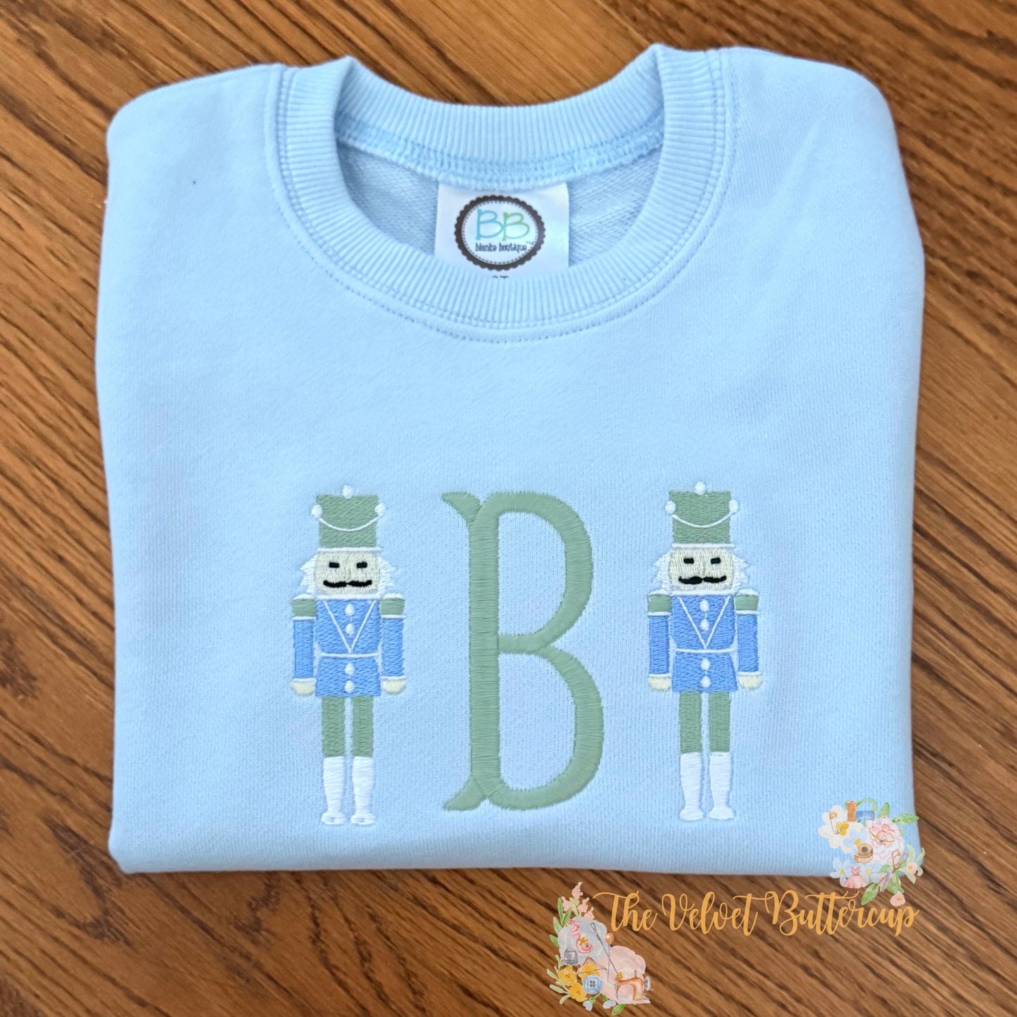 Nutcracker Embroidered Christmas Monogram Sweatshirt or Tee