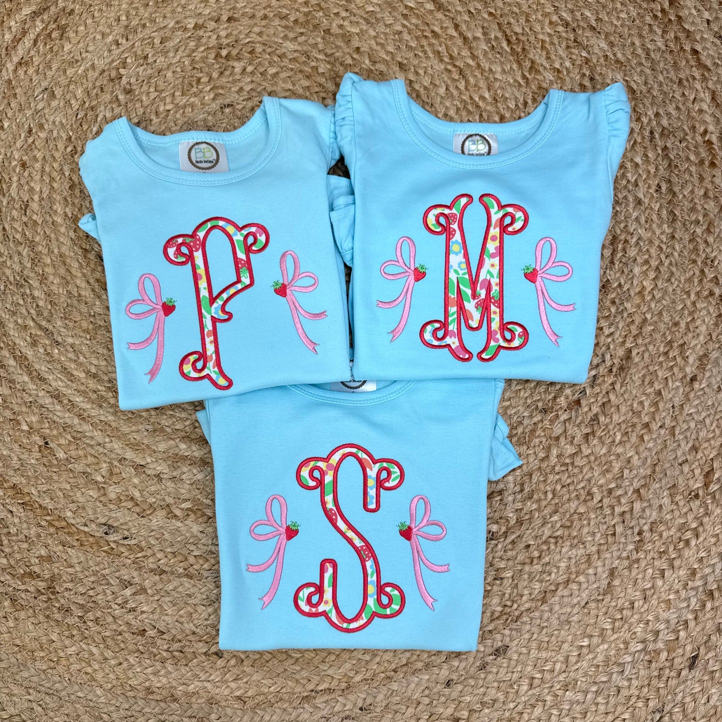 Applique Monogram Made to Match Strawberry Leggings