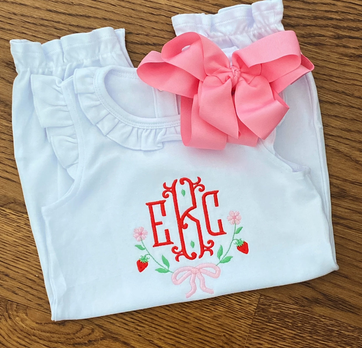 Strawberry Monogram Frame Embroidered Shirt