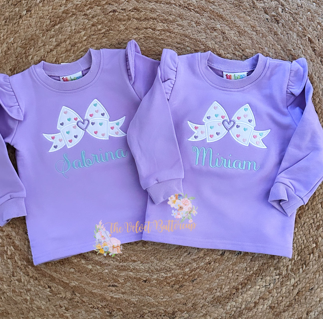 Valentines Day Bow with Hearts Appliqué Sweatshirt