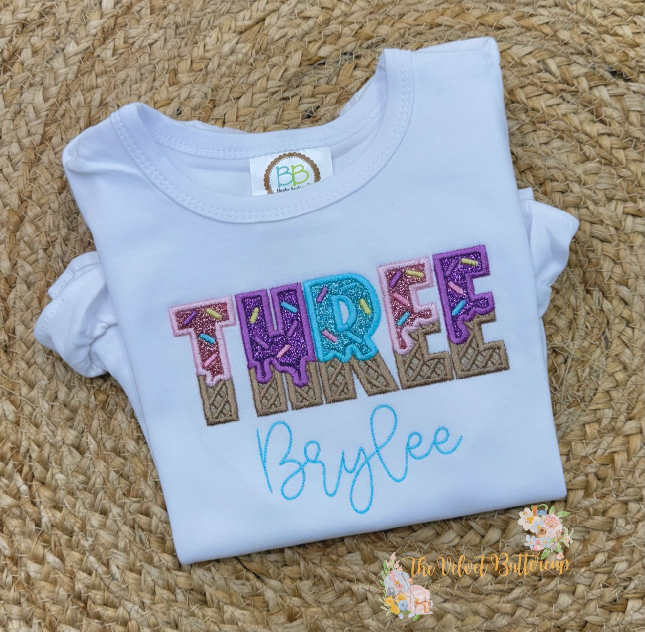 Ice Cream Cone Birthday Applique Shirt