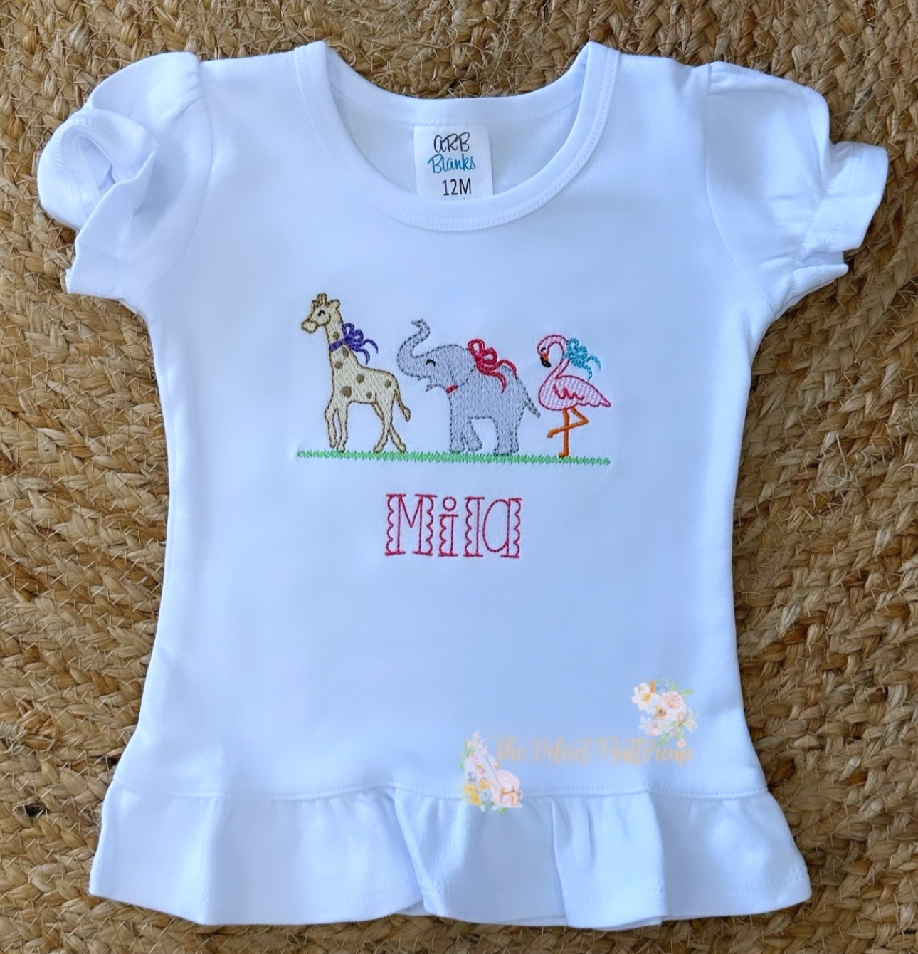 Girls Zoo Embroidered Shirt with Name