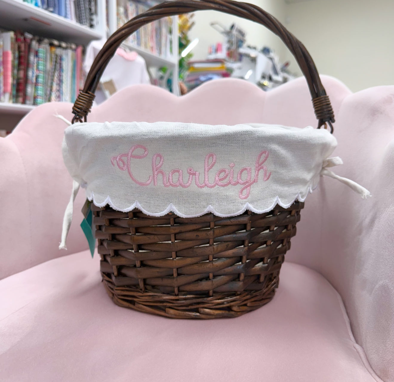 Easter Basket with Scallop Linen Liner