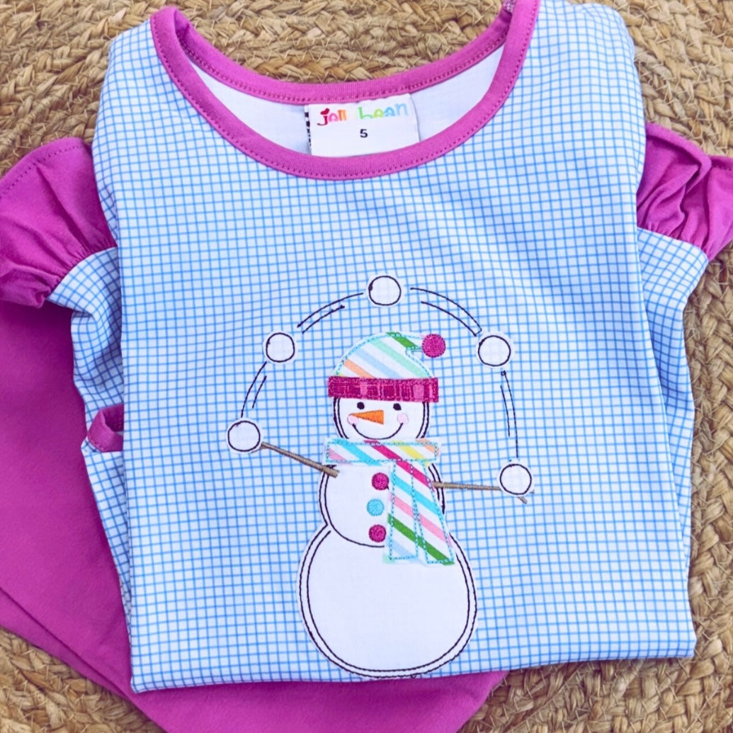 Snowman Applique Shirt with Embroidered Name