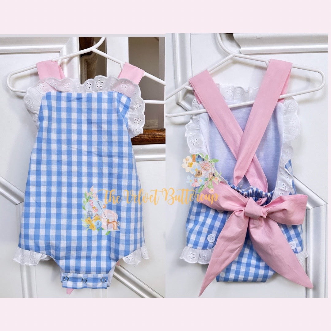 Lace Trim Bow Back Sunsuit