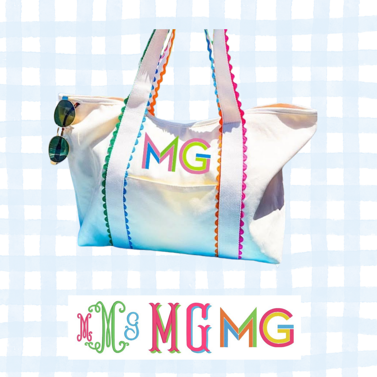 Ric Rac Canvas Tote and Matching Cosmetic Bag