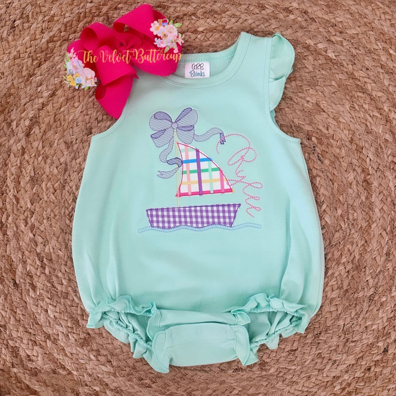 Sailboat Appliqué with Name Tee or Bubble