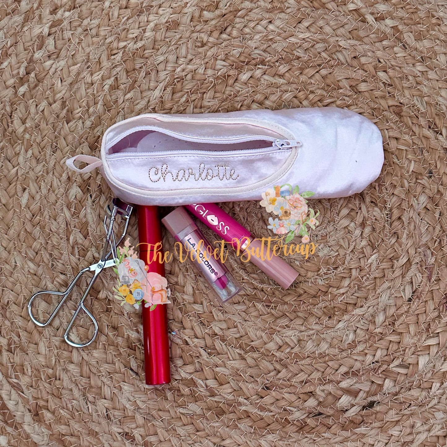 Ballet Shoe Zip Pouch with Embroidered Name