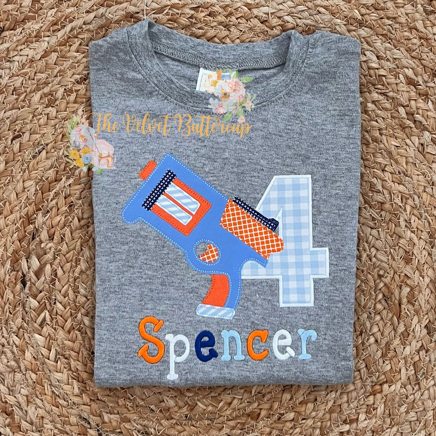 Nerf Gun Birthday Appliqué Design with Name
