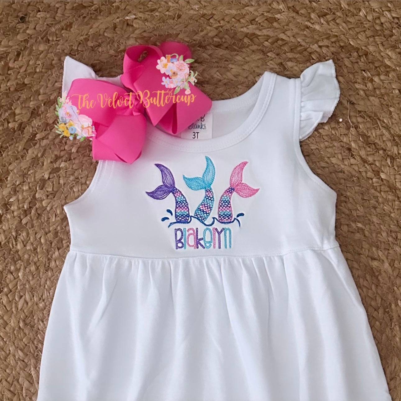 Mermaid Embroidered Shirt or Dress with Name