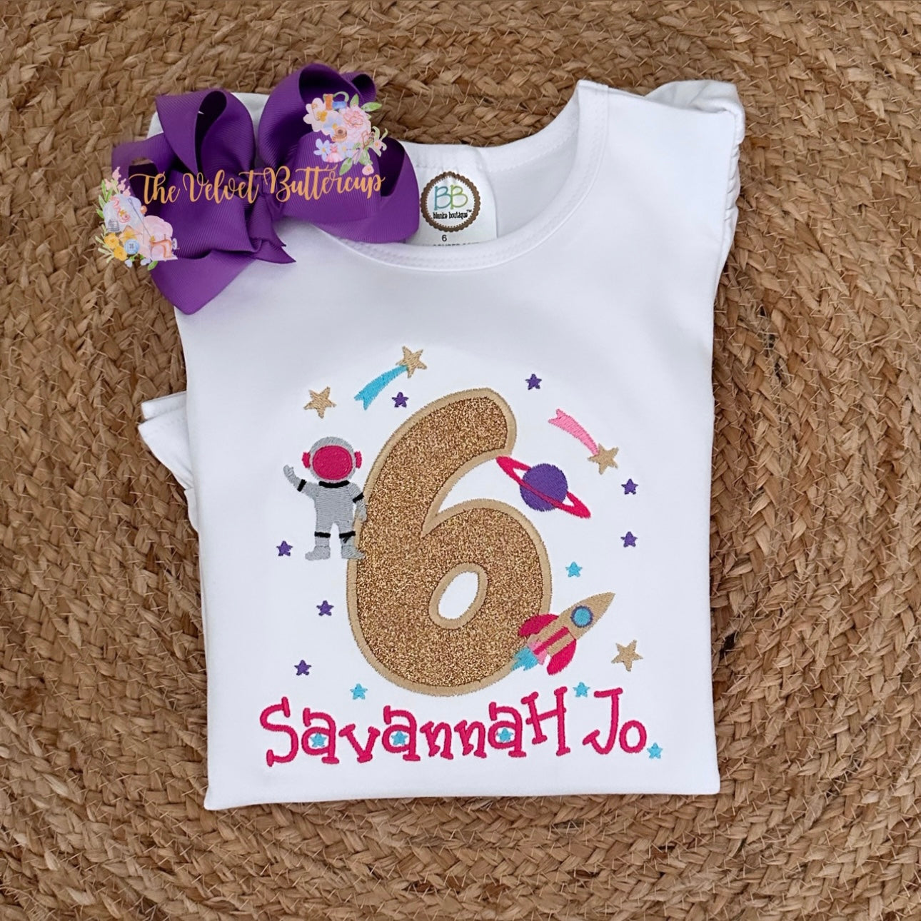 Space Astronaut Birthday Appliqué Shirt with Name