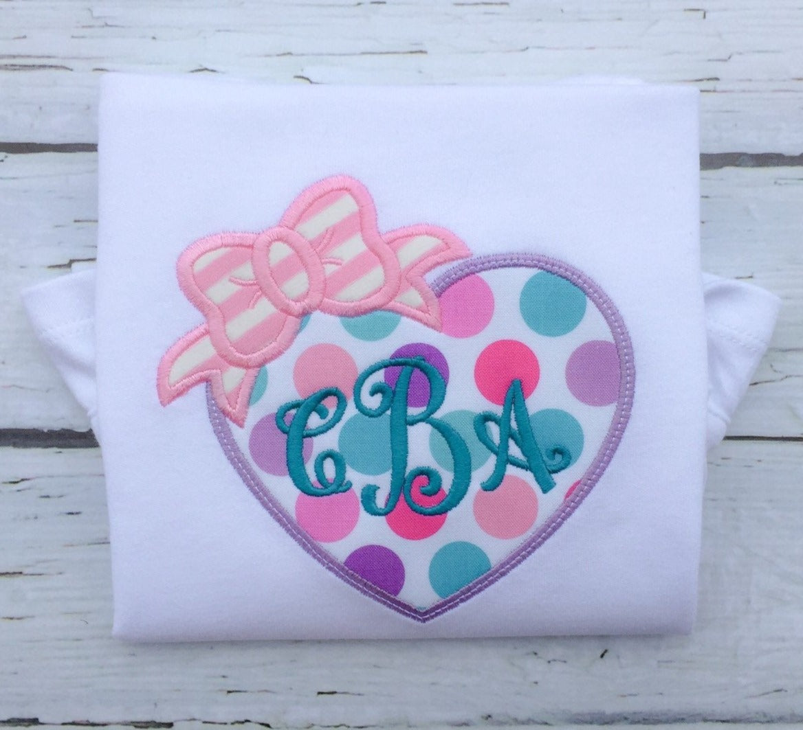 Valentines Day Heart with Monogram and Bow