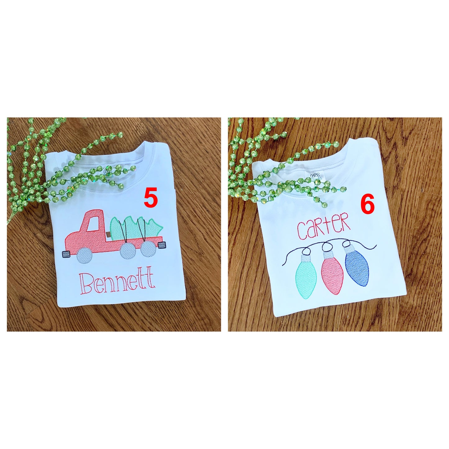 Christmas Embroidered Tees with Personalization