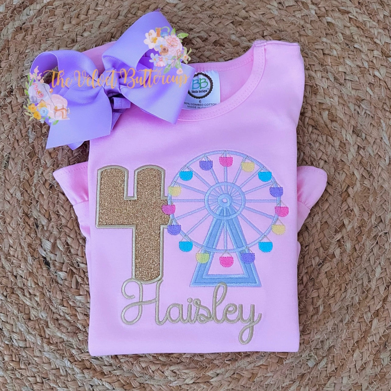 Ferris Wheel Fair Birthday Appliqué Shirt with Embroidered Name