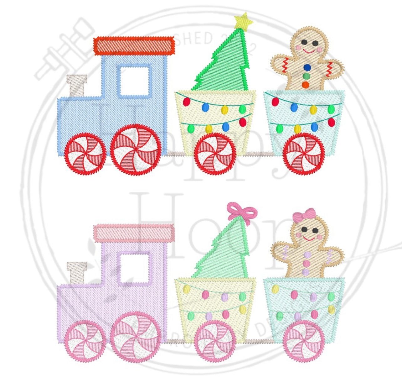 Christmas Train Embroidered Tee with Name Personalized