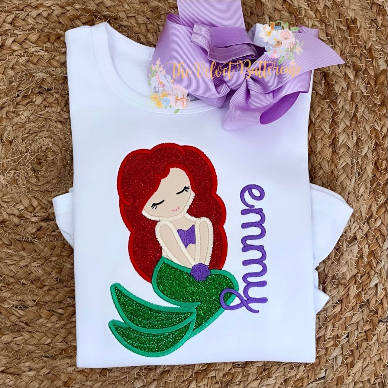 Mermaid Princess Appliqué Shirt with Name