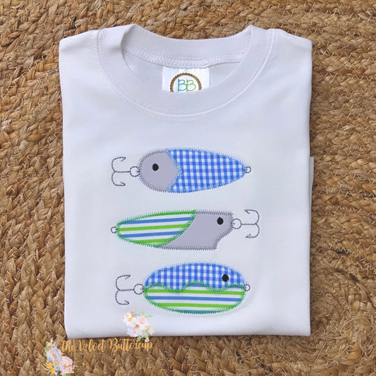 Fishing Lure Appliqué Shirt with Embroidered Name