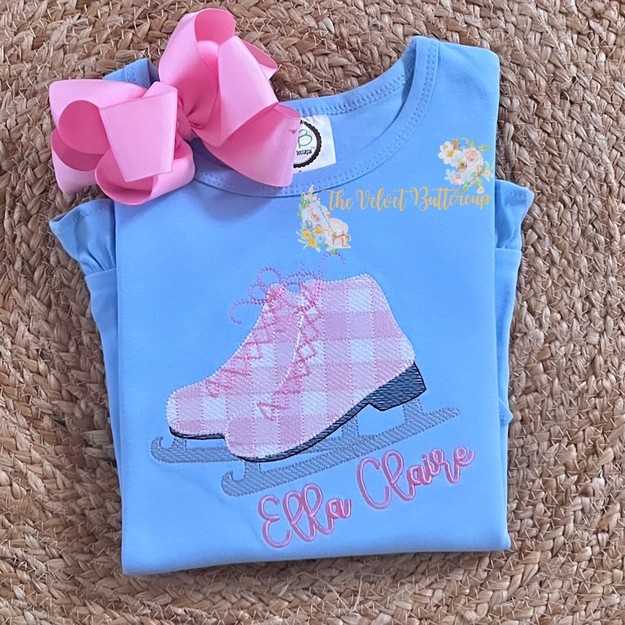 Ice Skate Embroidered Shirt with Name