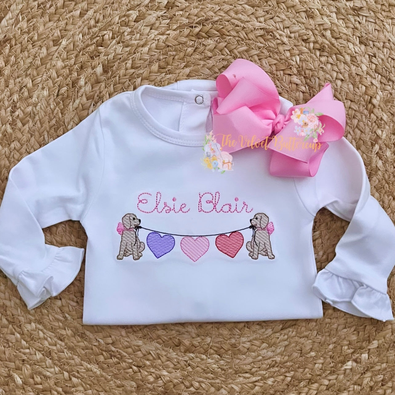 Pups with Hearts Banner and Name