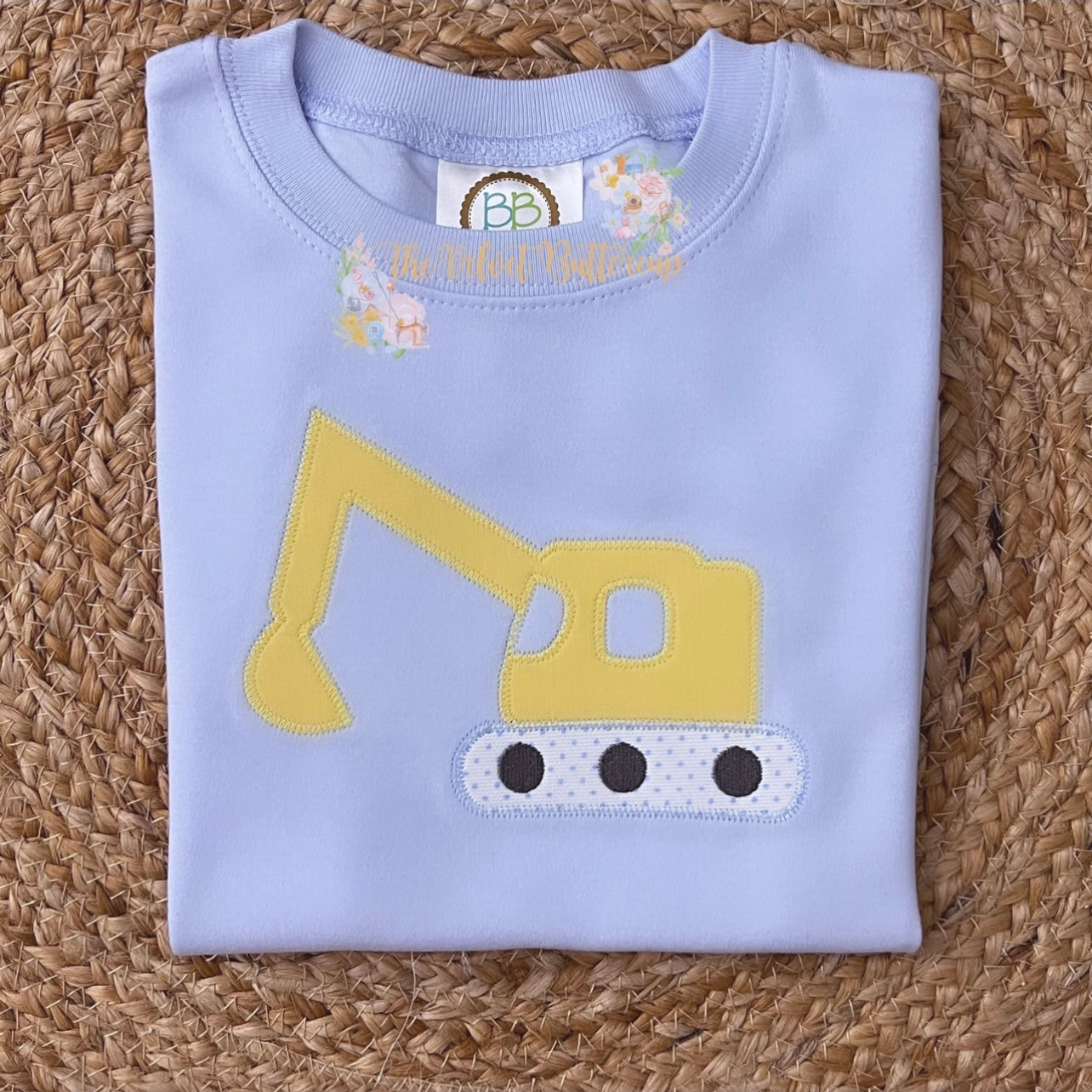 Excavator Appliqué Shirt with Embroidered Name