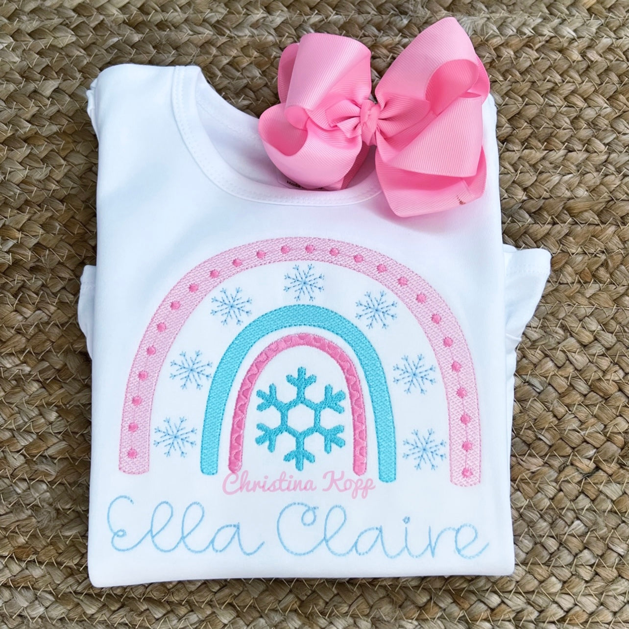 Winter Rainbow Tee with Embroidered Name