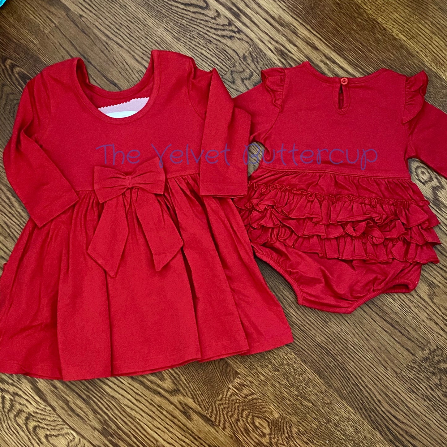Red Twirl Dress with Bow Back & Pockets