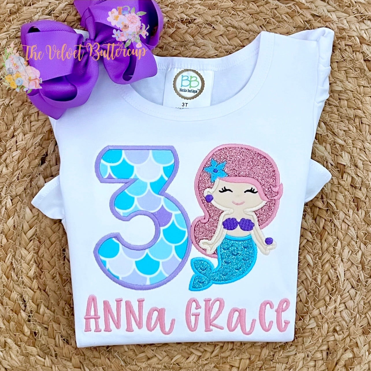 Mermaid Birthday Appliqué Shirt with Embroidered Name