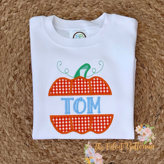 Pumpkin Appliqué Shirt with Name