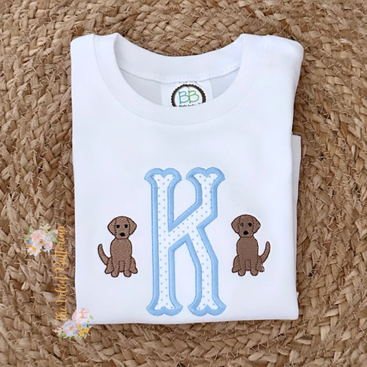 Boys Monogram initial with Puppies
