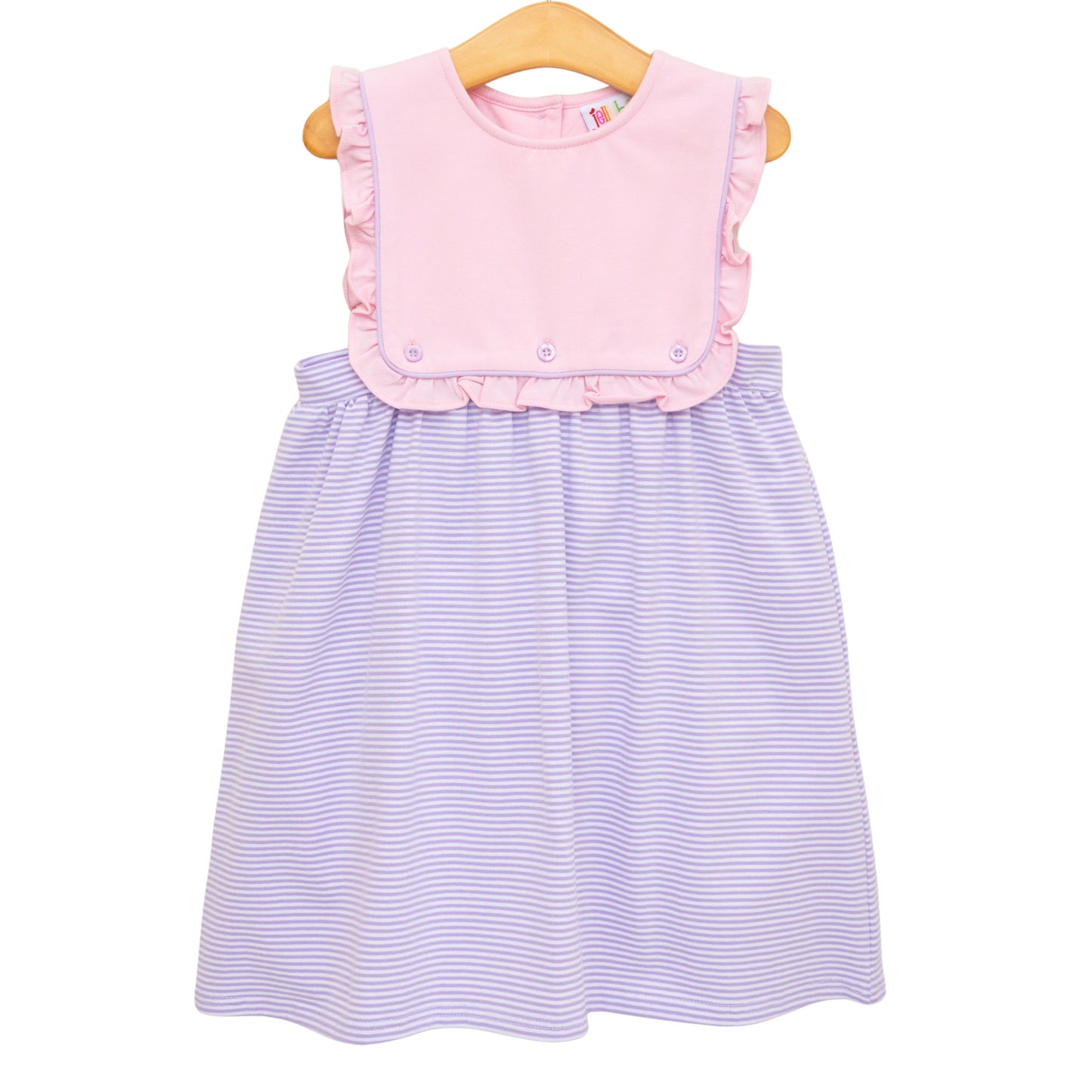 Amelia Dress - Pink and Lavender Stripe