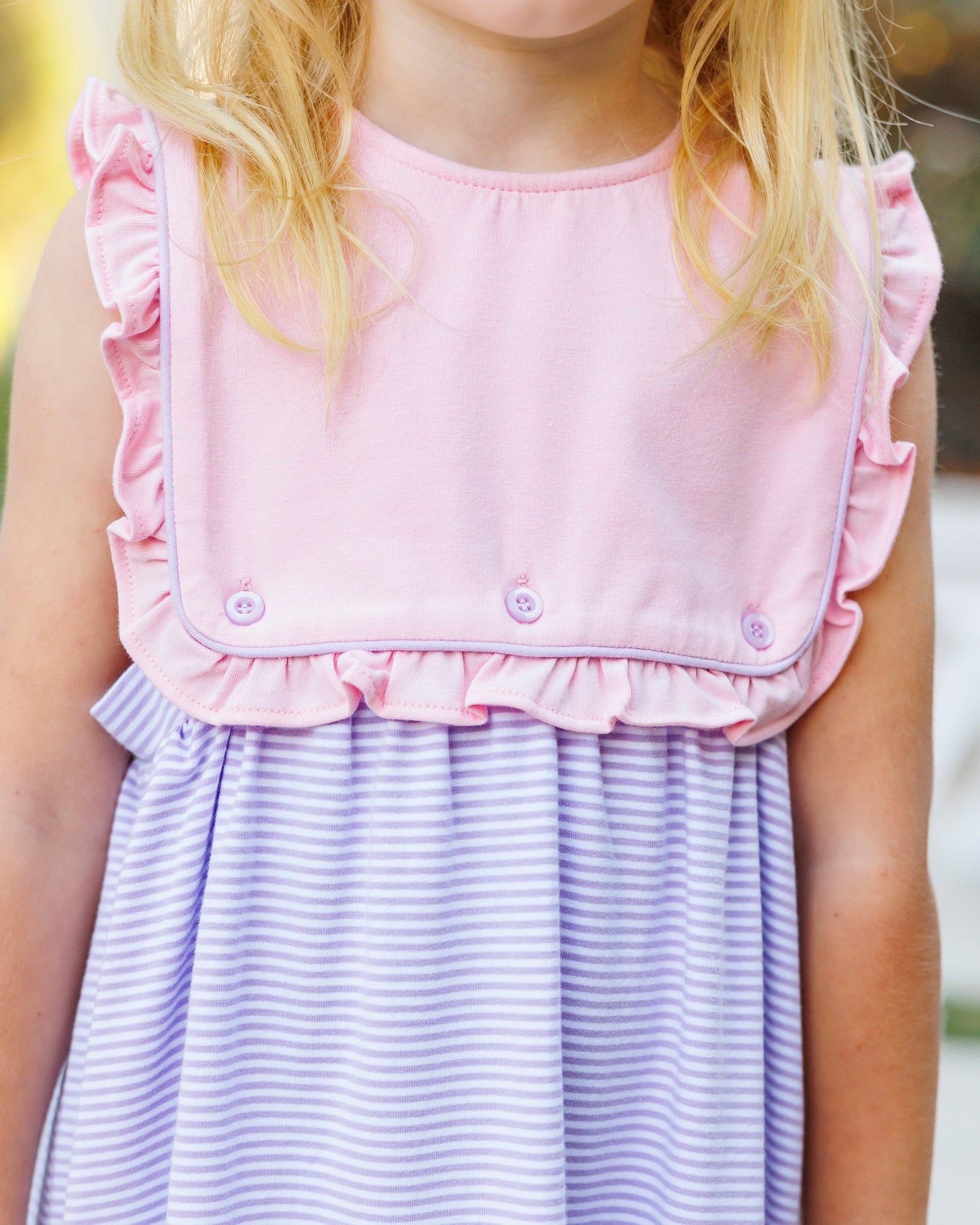 Amelia Dress - Pink and Lavender Stripe