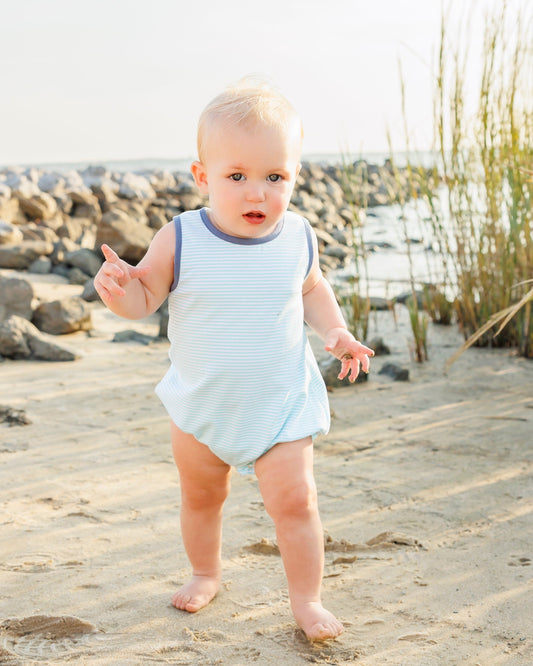 Avery Bubble - Aqua Stripe and Dusty Blue