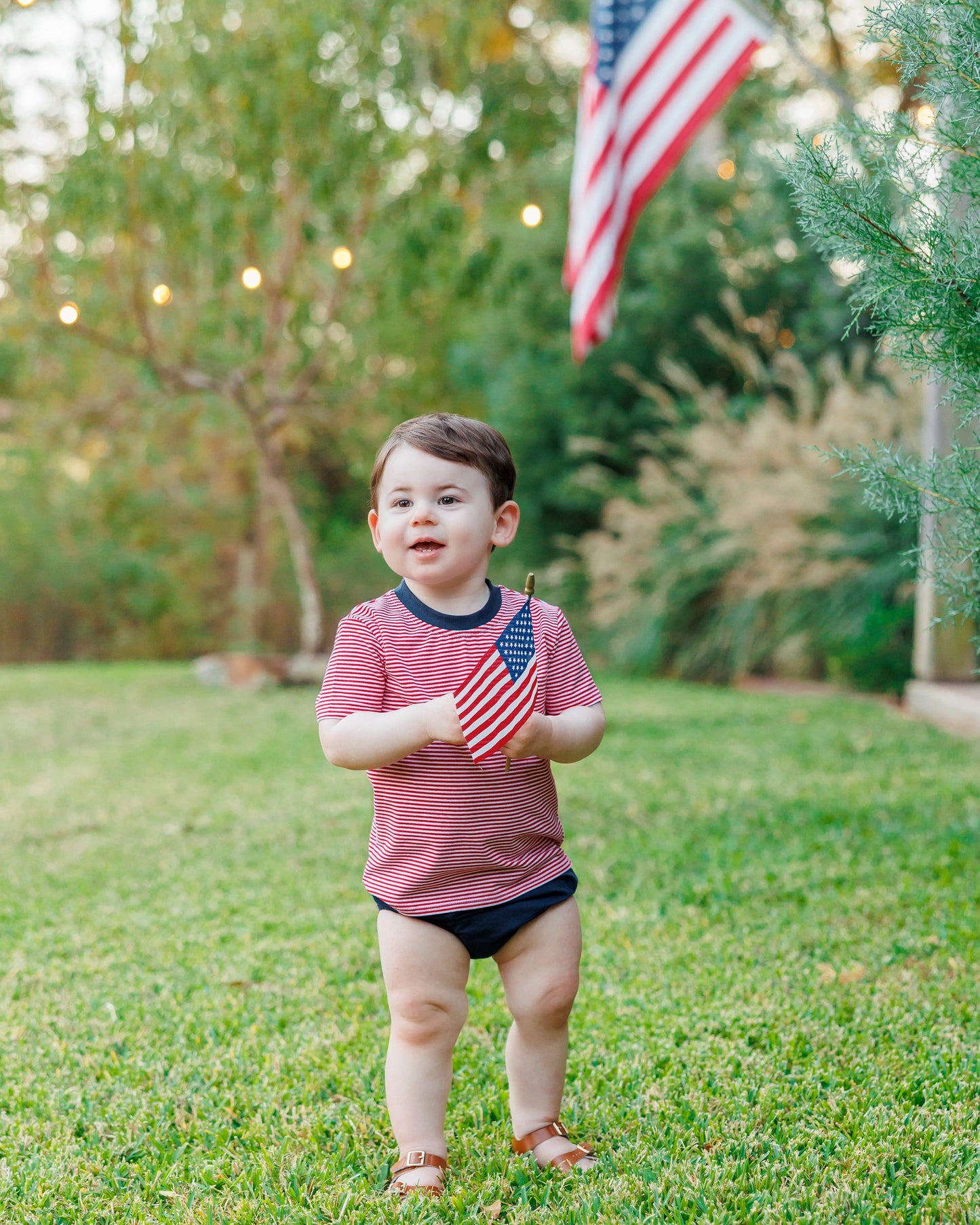 Avery Diaper Set - Red Stripe and Navy