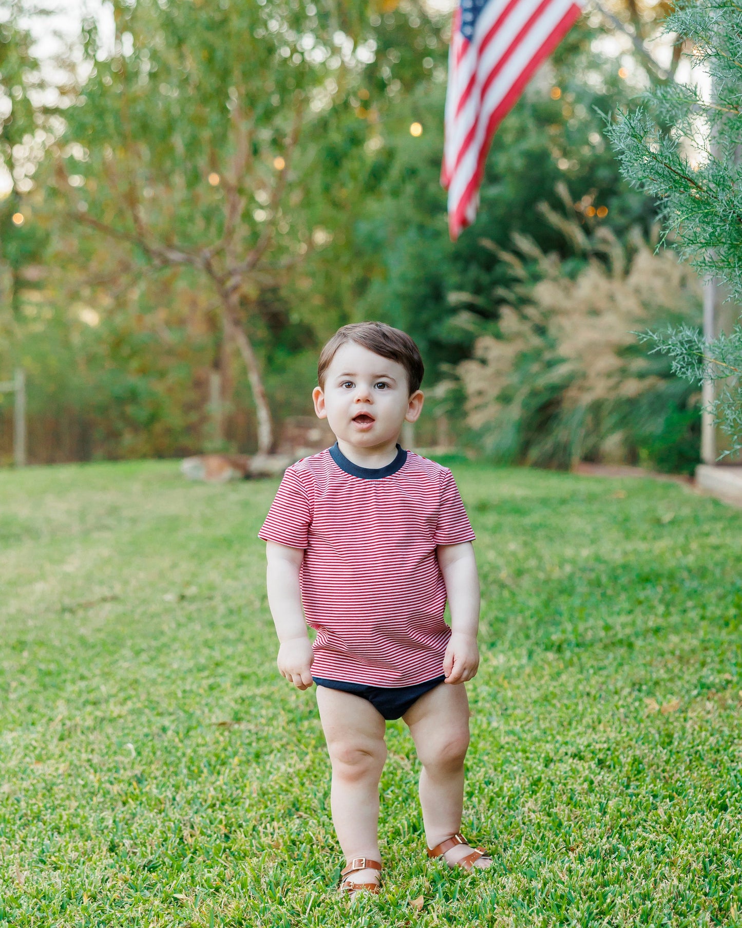 Avery Diaper Set - Red Stripe and Navy