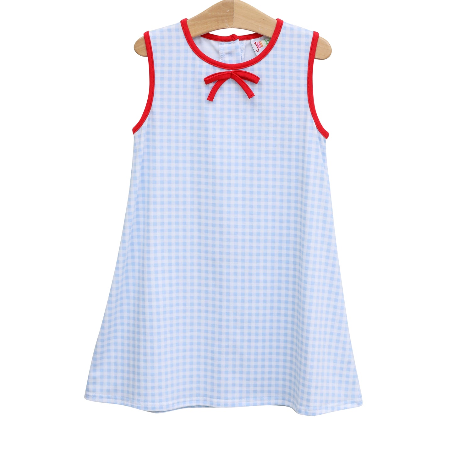 Blue Gingham & Red Bow Dress