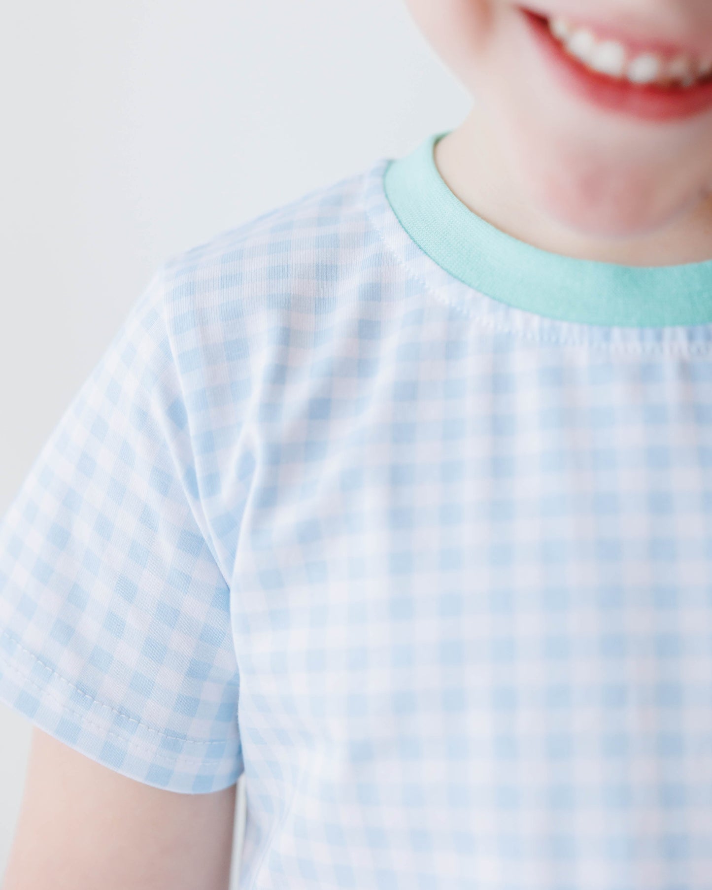 Blue Gingham and Mint Shorts Set