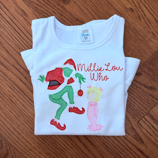 Cindy Lou Who Embroidered Christmas Shirt