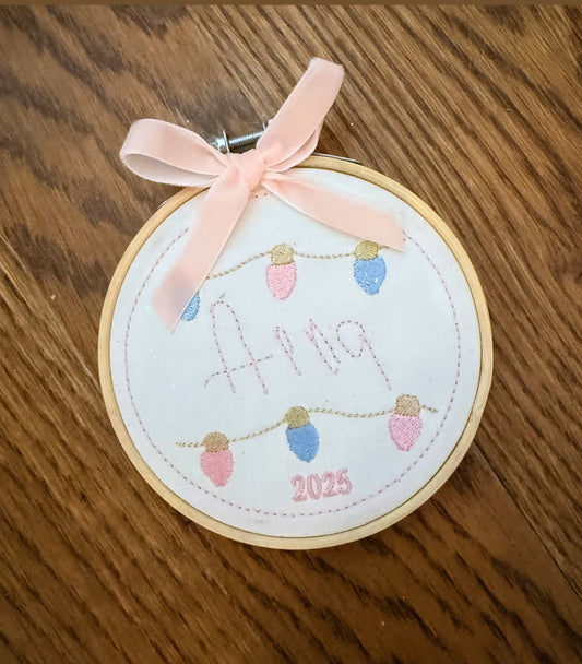 🎄 Custom Embroidered Christmas Ornament – Personalized Keepsake for 2025 🎄 Pastels