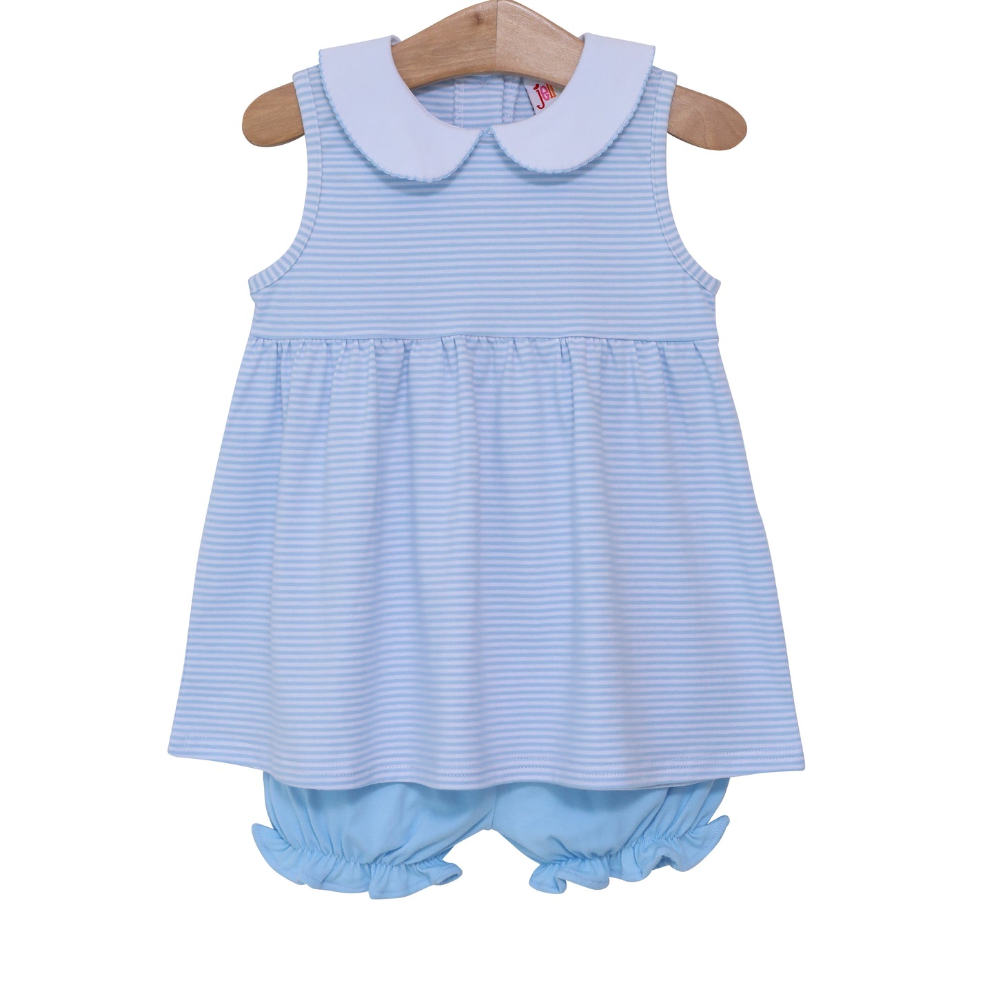 Charlotte Sleeveless Bloomer Set - Light Blue Stripe