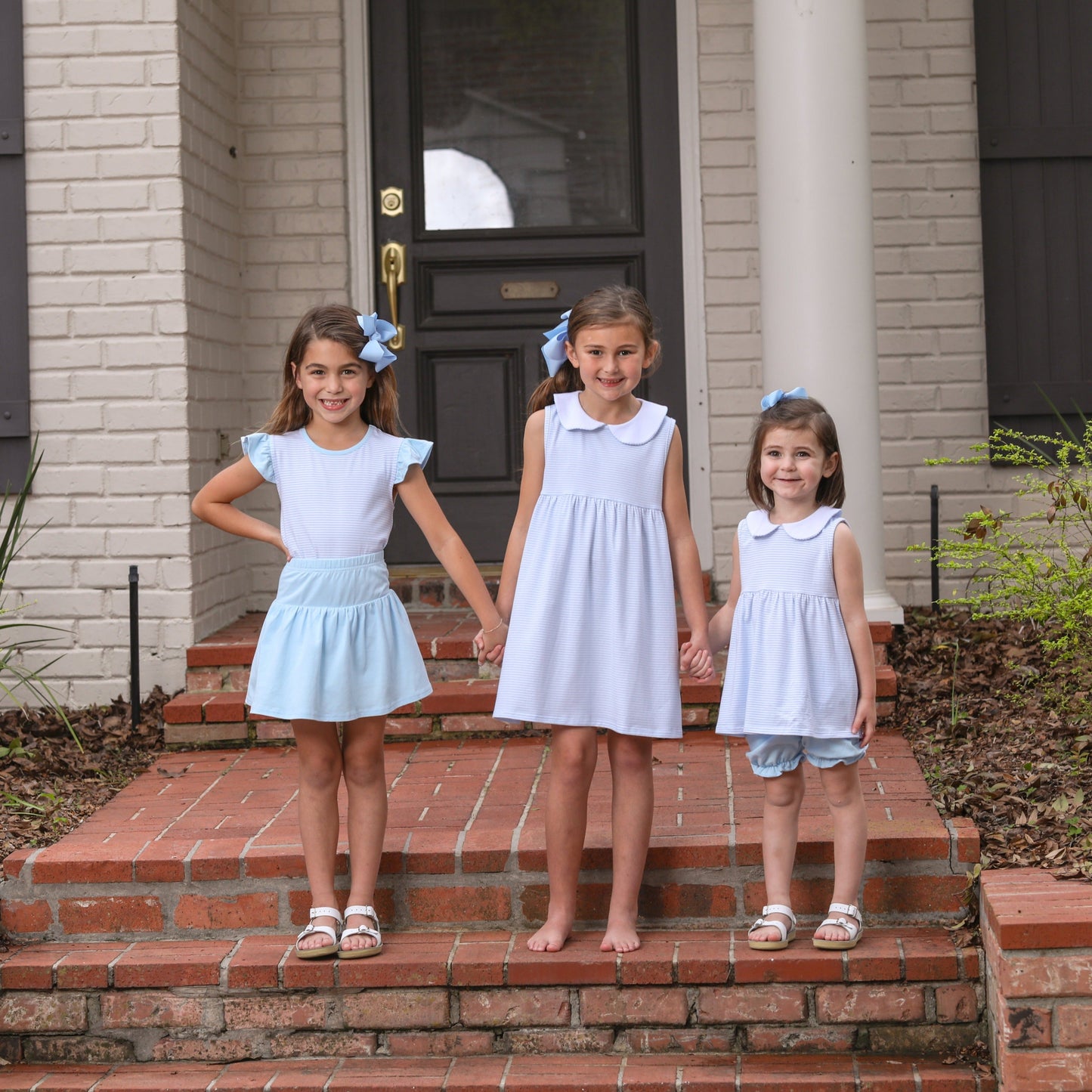 Charlotte Sleeveless Bloomer Set - Light Blue Stripe