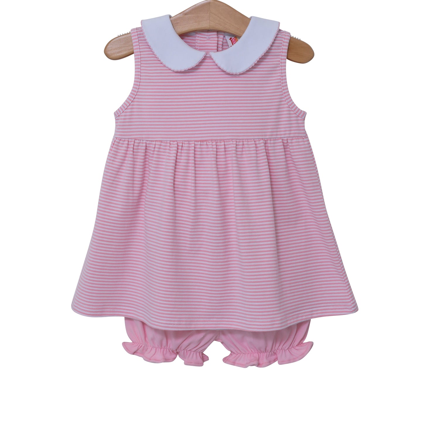 Charlotte Sleeveless Bloomer Set - Light Pink Stripe