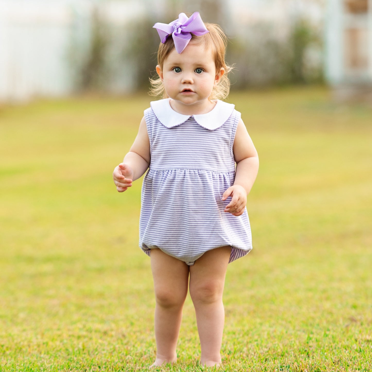 Charlotte Sleeveless Bubble - Lavender Stripe