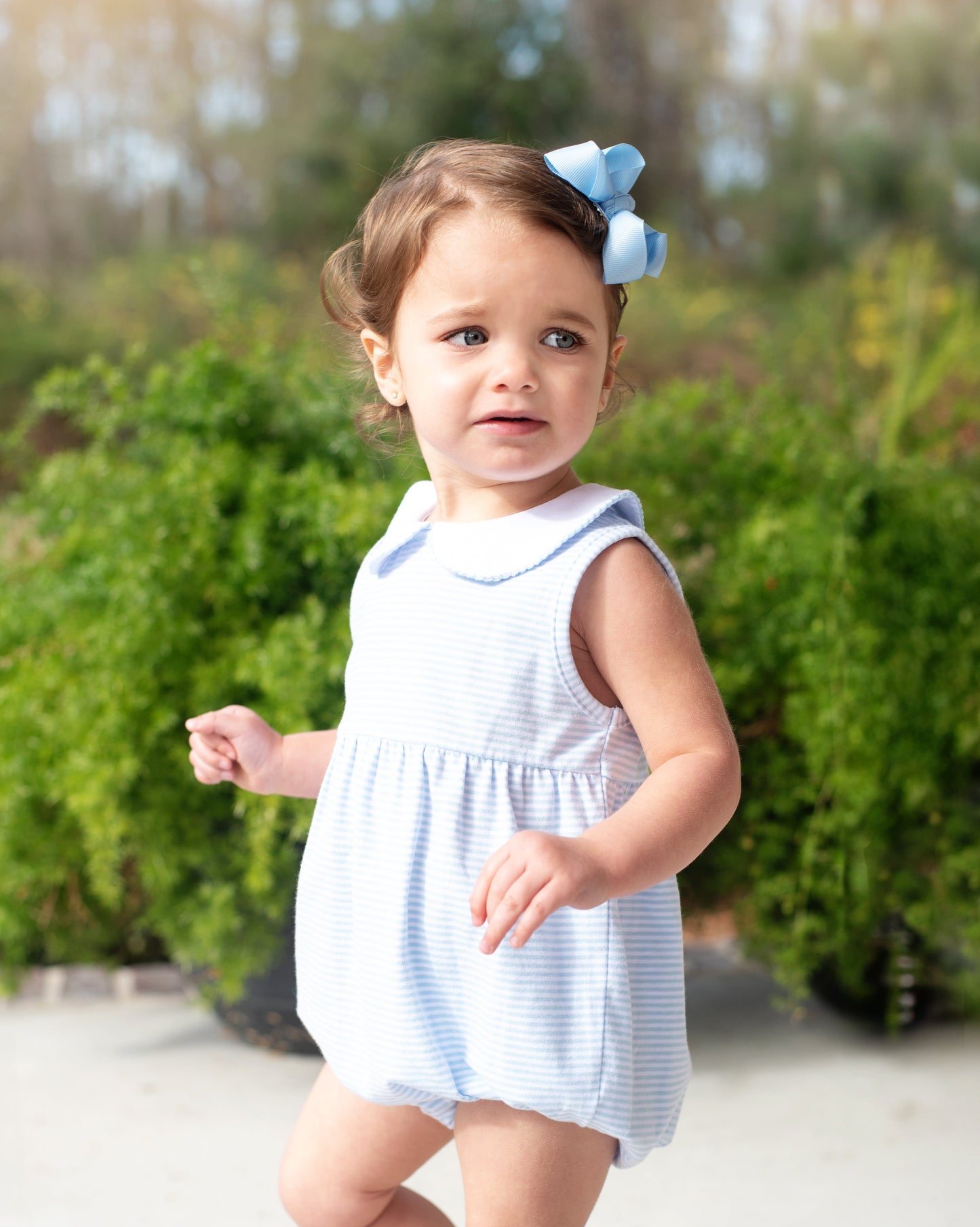 Charlotte Sleeveless Bubble - Light Blue Stripe