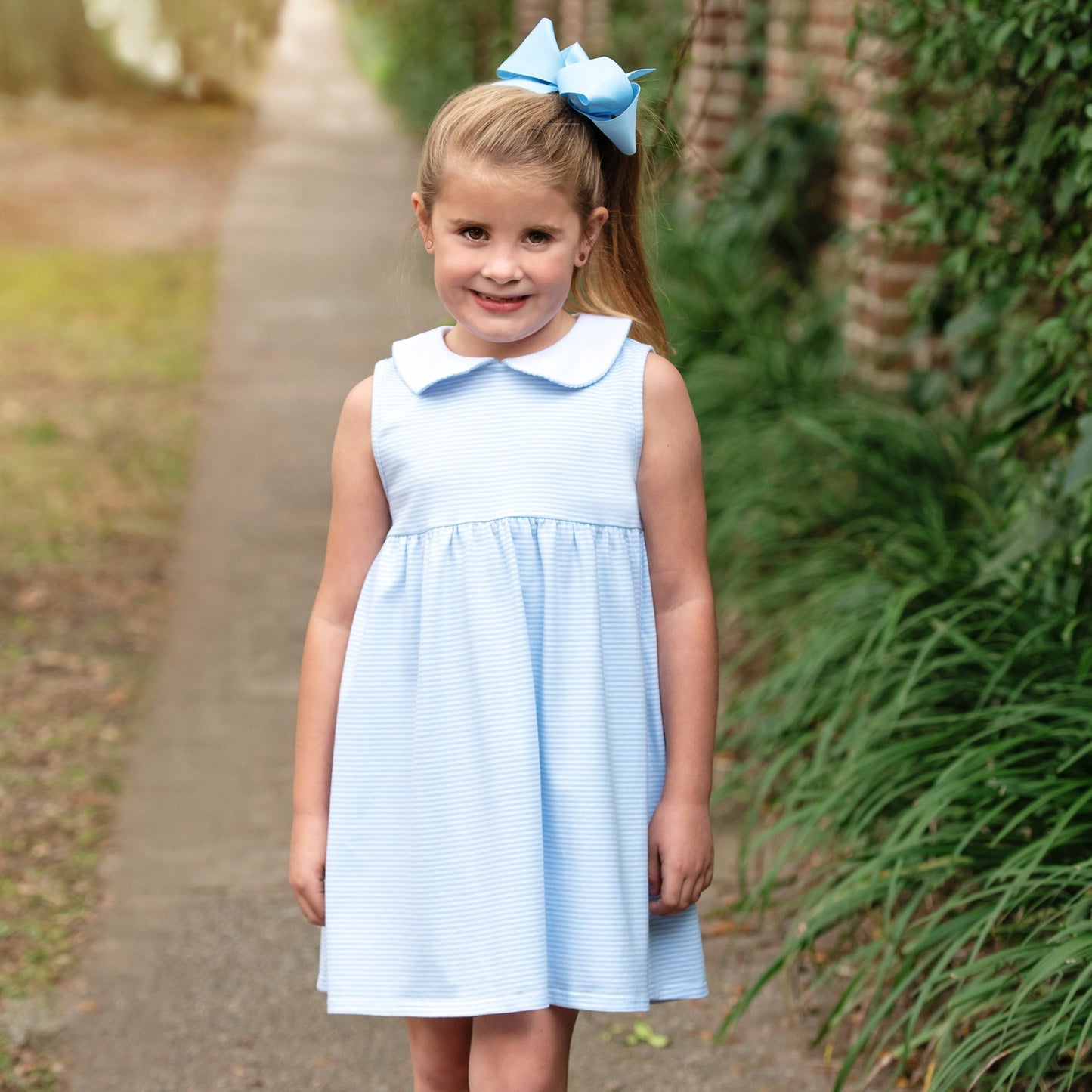 Charlotte Sleeveless Dress - Light Blue Stripe