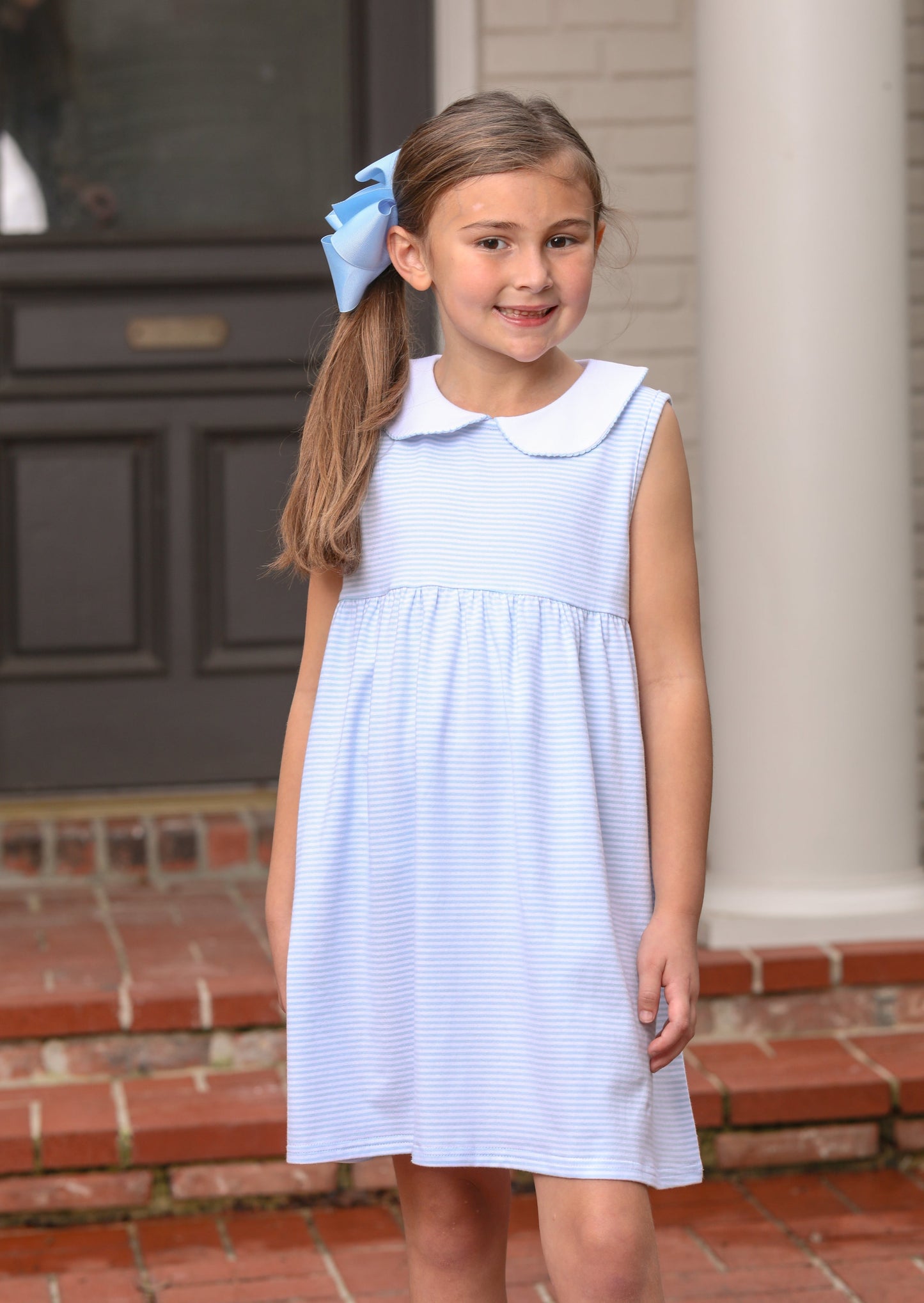 Charlotte Sleeveless Dress - Light Blue Stripe